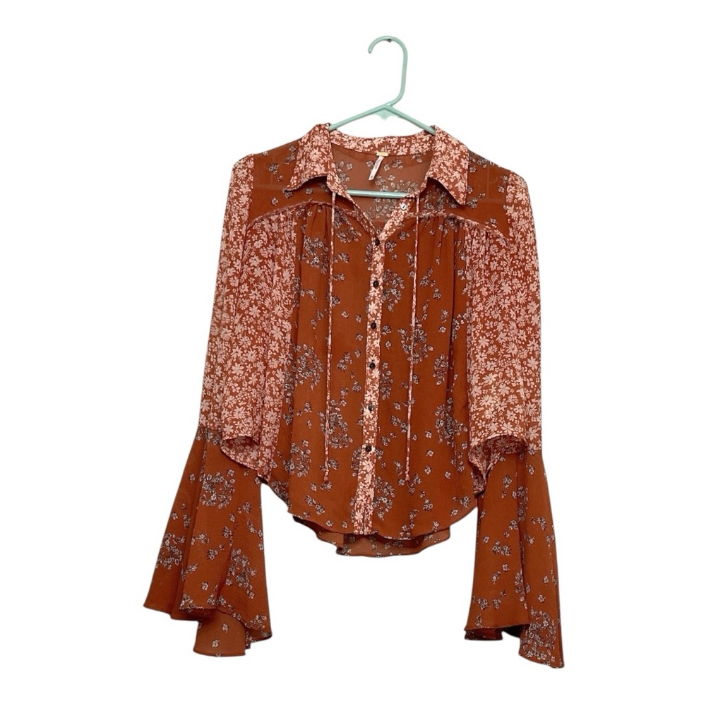Women’s Free People Serena Printed blouse in rust, size XS